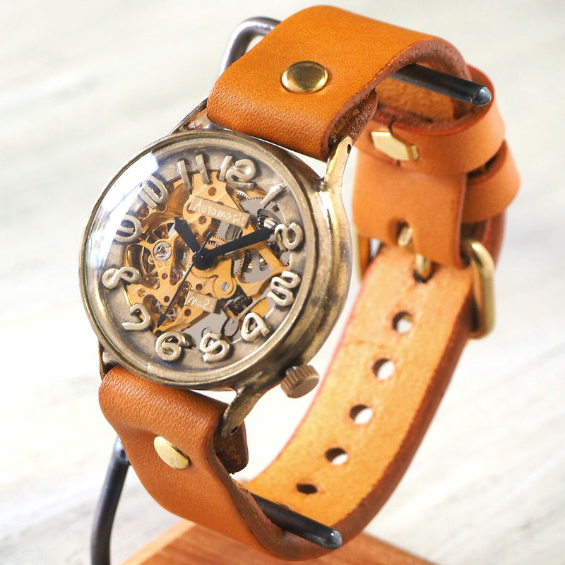 渡辺工房 手作り腕時計 自動巻き 裏スケルトン ジャンボブラス ノーマルベルト [NW-BAM025]