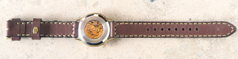 渡辺工房 手作り腕時計 自動巻き 裏スケルトン ジャンボブラス 手縫いベルト [NW-BAM025-T]