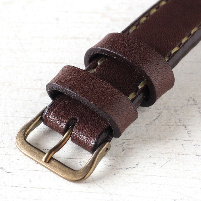 Watanabe Kobo handmade watch automatic winding back skeleton men's brass 32mm hand-stitched belt [NW-BAM032] 