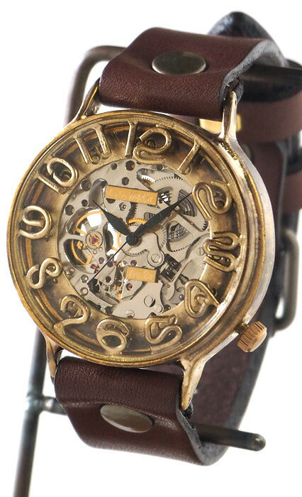 Watanabe workshop handmade watch automatic winding back skeleton jumbo brass 42mm normal belt [NW-BAM040-N] 