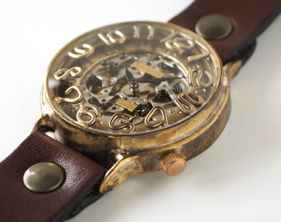 Watanabe workshop handmade watch automatic winding back skeleton jumbo brass 42mm normal belt [NW-BAM040-N] 