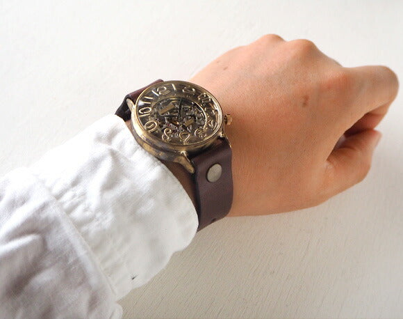 Watanabe workshop handmade watch automatic winding back skeleton jumbo brass 42mm normal belt [NW-BAM040-N] 