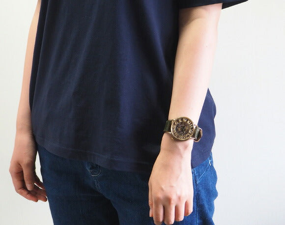 Watanabe workshop handmade watch automatic winding back skeleton jumbo brass 42mm hand-stitched belt [NW-BAM040-S] 