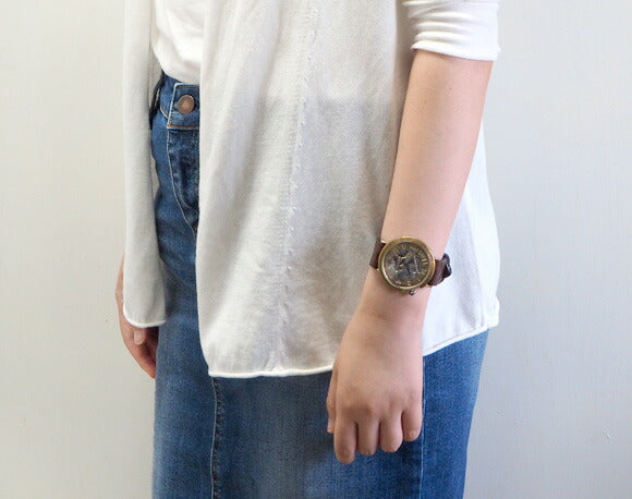 Watanabe workshop handmade watch automatic winding back skeleton jumbo brass plate number face 42mm normal belt [NW-BAM043] 