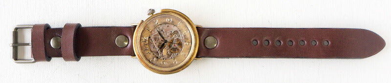 Watanabe workshop handmade watch automatic winding back skeleton jumbo brass plate number face 42mm normal belt [NW-BAM043] 