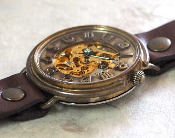 Watanabe workshop handmade watch automatic winding back skeleton jumbo brass saucer [NW-BAM044] 