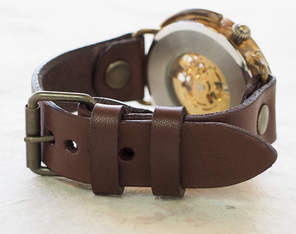 渡辺工房 手作り腕時計 自動巻き 裏スケルトン ジャンボブラス saucer [NW-BAM044]