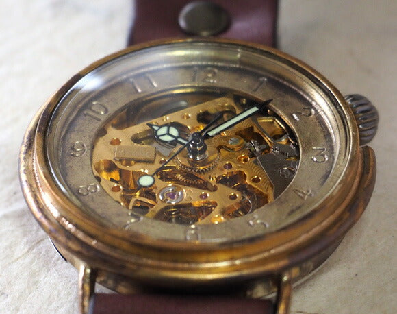 Watanabe Kobo handmade watch automatic winding back skeleton jumbo brass [NW-BAM045] 