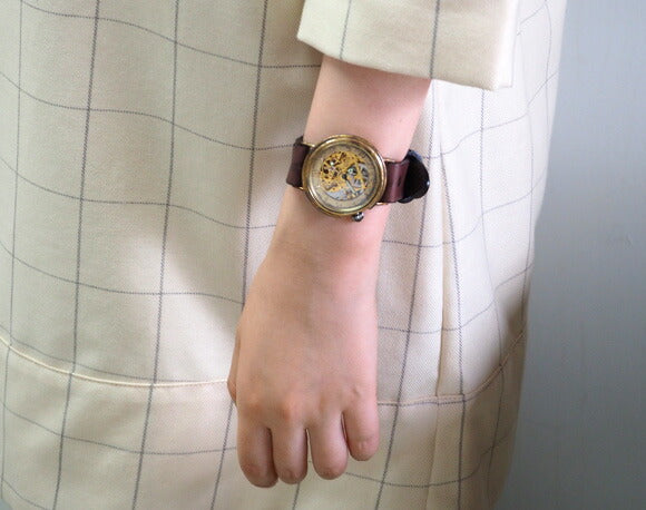 Watanabe Kobo 手工手錶 自動上鍊 後蓋 骨架 jumbo 黃銅 [NW-BAM045] 