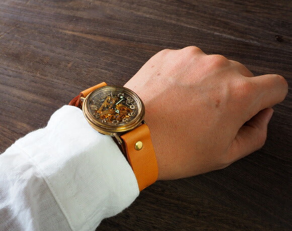 Watanabe Kobo Handmade 手錶 自動上鍊 後蓋 Skeleton Circle Jumbo 黃銅 [NW-BAM046] 