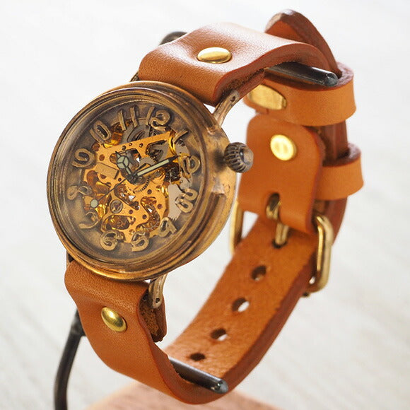 渡辺工房 手作り腕時計 自動巻き 裏スケルトン サークル ジャンボブラス [NW-BAM046]