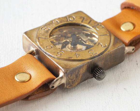 渡辺工房 手作り腕時計 自動巻きスクエア 裏スケルトン “LEFT” ノーマルベルト [NW-BAM049]