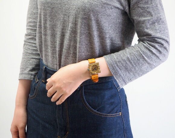 渡辺工房 手作り腕時計 自動巻きスクエア 裏スケルトン “LEFT” ノーマルベルト [NW-BAM049]