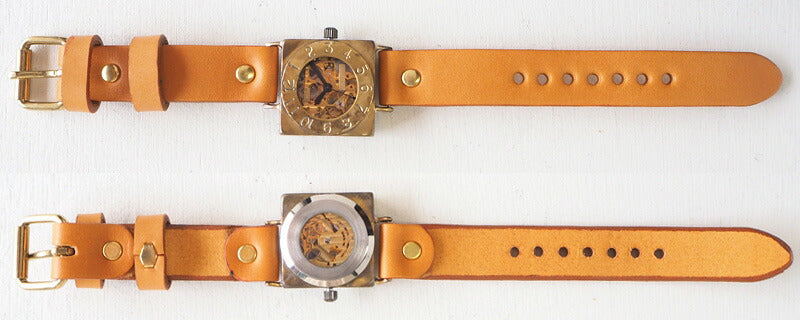 渡辺工房 手作り腕時計 自動巻きスクエア 裏スケルトン “LEFT” ノーマルベルト [NW-BAM049]