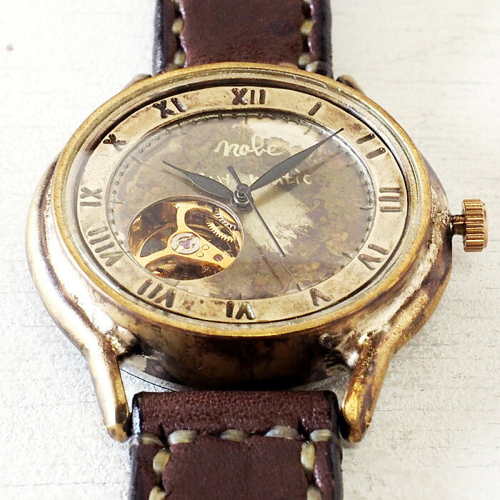 渡辺工房 手作り腕時計 自動巻き 裏スケルトン ジャンボブラス