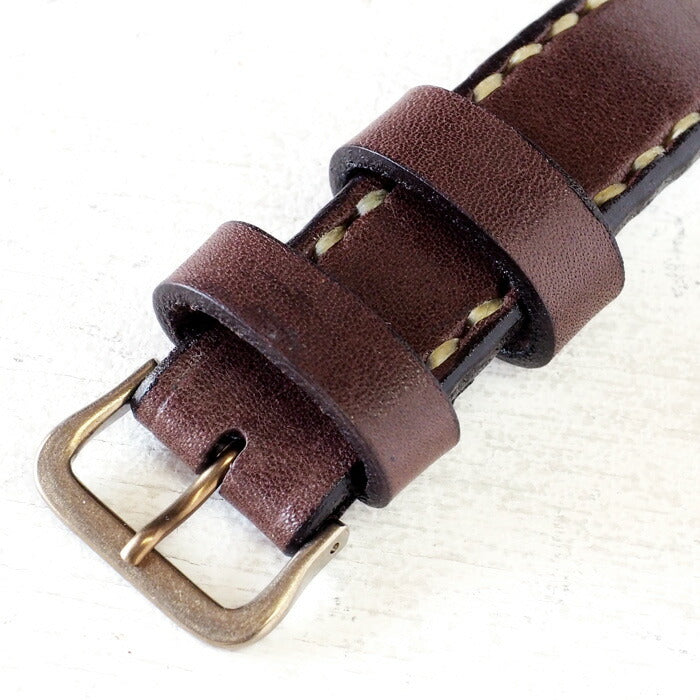 渡辺工房 手作り腕時計 自動巻き 裏スケルトン ジャンボブラス “オープンハート” ローマ数字 手縫いベルト [NW-BAM060-RO-T]