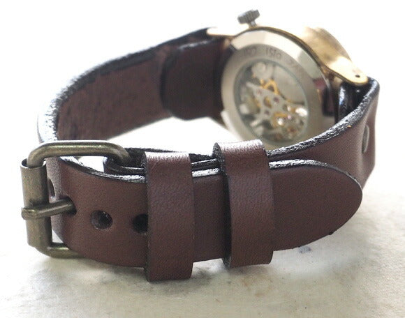 Watanabe Kobo Handmade Wristwatch Manual Winding Type Back Skeleton Explorer2 Men's Brass [NW-BHW014B] 