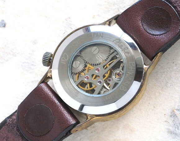 Watanabe Kobo Handmade Wristwatch Manual Winding Type Back Skeleton Explorer2 Men's Brass [NW-BHW014B] 