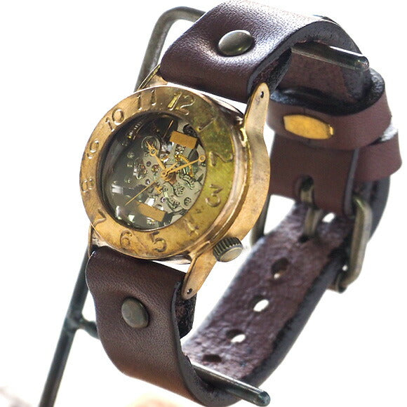 渡辺工房 手作り腕時計 手巻き式 裏スケルトン Explorer2 メンズブラス [NW-BHW014B]