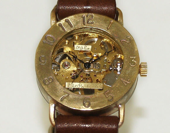 Watanabe Kobo Handmade Wristwatch Manual Winding Type Back Skeleton Jumbo Brass [NW-BHW048] 
