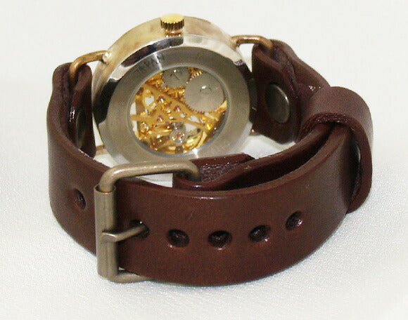 Watanabe Kobo Handmade Wristwatch Manual Winding Type Back Skeleton Jumbo Brass [NW-BHW048] 