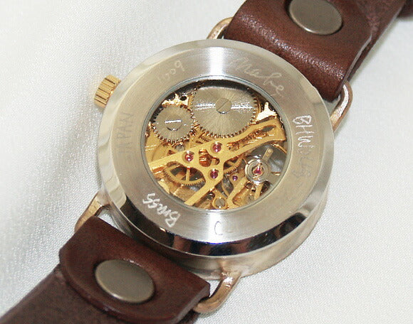 Watanabe Kobo Handmade Wristwatch Manual Winding Type Back Skeleton Jumbo Brass [NW-BHW048] 