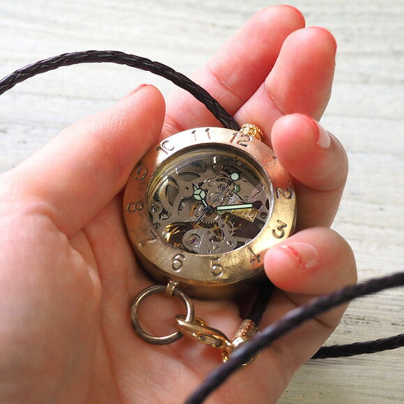 Watanabe Koubou Handmade Pocket Watch Manual Winding Back Skeleton Jumbo Brass [NW-BHW056] 