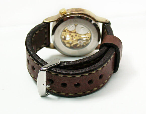 Watanabe Koubou Handmade Wristwatch Manual Winding Type Back Skeleton “Explorer” Jumbo Brass [NW-BHW058] 