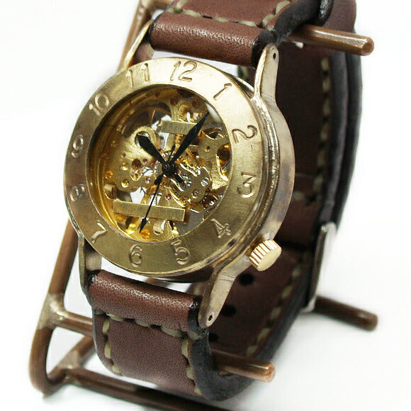 Watanabe Koubou Handmade Wristwatch Manual Winding Type Back Skeleton “Explorer” Jumbo Brass [NW-BHW058] 