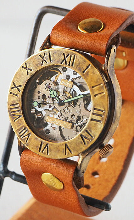 渡辺工房 手作り腕時計 手巻き式 裏スケルトン ローマ数字 36mm [NW-BHW058B]