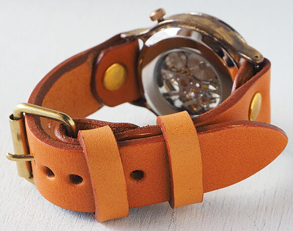 渡辺工房 手作り腕時計 手巻き式 裏スケルトン ローマ数字 36mm [NW-BHW058B]