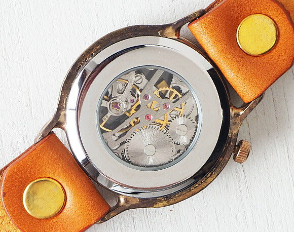 渡辺工房 手作り腕時計 手巻き式 裏スケルトン ローマ数字 36mm [NW-BHW058B]