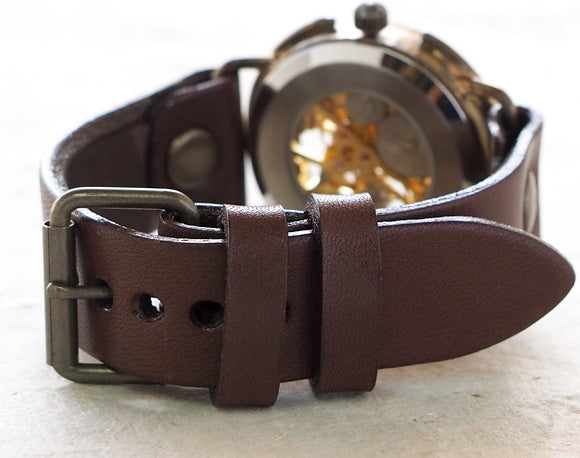 Watanabe Kobo Handmade Watch Back Skeleton Manual Winding Jumbo Brass Roman Numerals [NW-BHW059] 