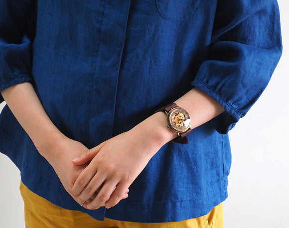 Watanabe Kobo Handmade Watch Back Skeleton Manual Winding Jumbo Brass Roman Numerals [NW-BHW059] 