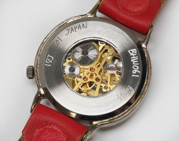 渡辺工房 手作り腕時計 手巻き式 Gunboat ジャンボブラス 裏スケルトン [NW-BHW061]