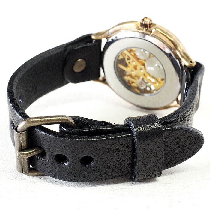 Watanabe Kobo Handmade Wristwatch Manual Winding Type Back Skeleton Jumbo Brass “Open Heart” Brazed Numbers [NW-BHW126] 