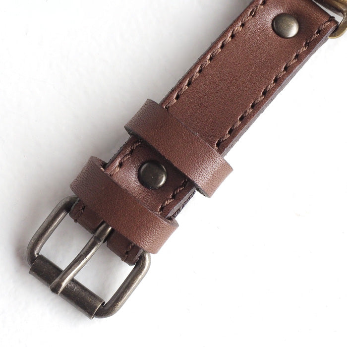 渡辺工房 機械式 手巻き腕時計 クッションケース 34mm アラビア数字 ミシンステッチ 牛革 ベルト[NW-BHW127-MS]