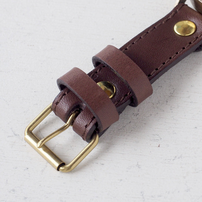 Watanabe workshop handmade watch hand-wound type 42mm copper bezel x brass case sewing machine stitch belt [NW-BHW145C-MS] 