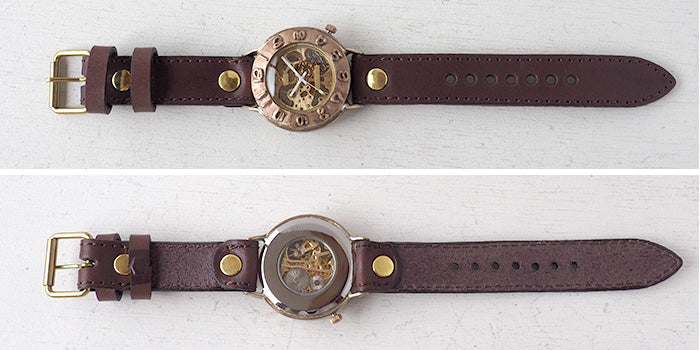 渡邊工坊手工表手上鍊型 42mm 銅表圈 x 黃銅錶殼縫紉機針帶 [NW-BHW145C-MS] 