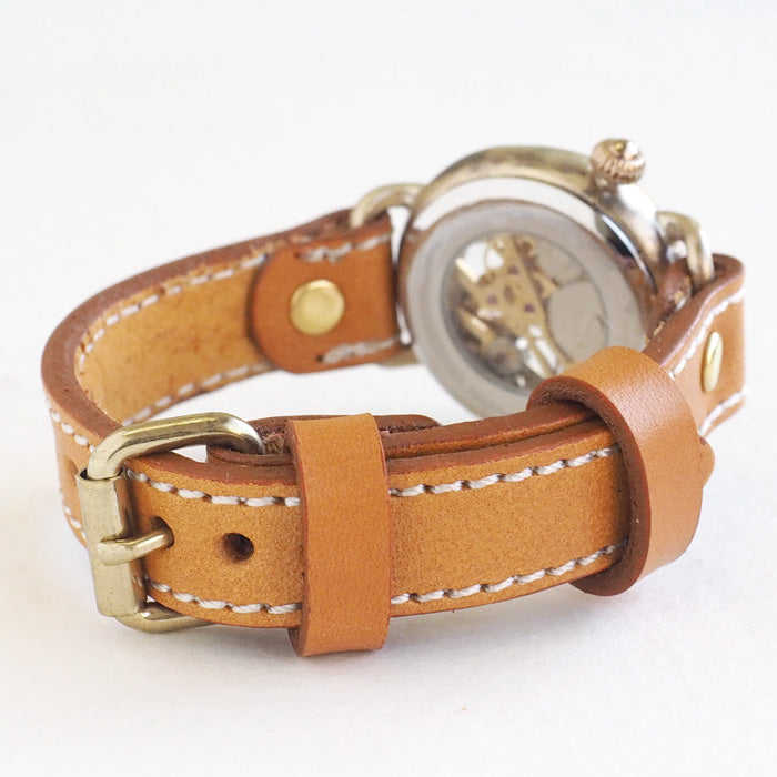 Watanabe Kobo Handmade Wristwatch Mechanical "Wanokoku" Temaki 1" Round Case Chinese Numerals 34mm Size [NW-BHW148] 