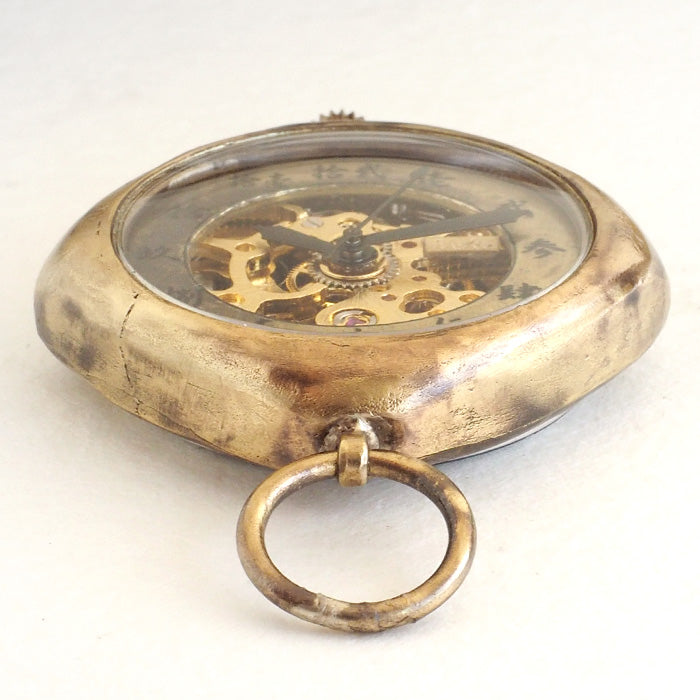 渡辺工房 手作り懐中時計 “倭ノ刻 手巻 懐角一(わのこく てまき かいかくいち)” クッションケース 漢数字 34mm [NW-BHW150]