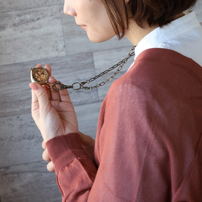 渡辺工房 手作り懐中時計 “倭ノ刻 手巻 懐角一(わのこく てまき かいかくいち)” クッションケース 漢数字 34mm [NW-BHW150]