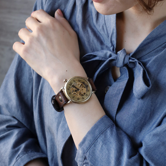Watanabe Kobo handmade watch "Wanokoku" hand winding 3" hand winding Chinese numerals 44mm size [NW-BHW152] 