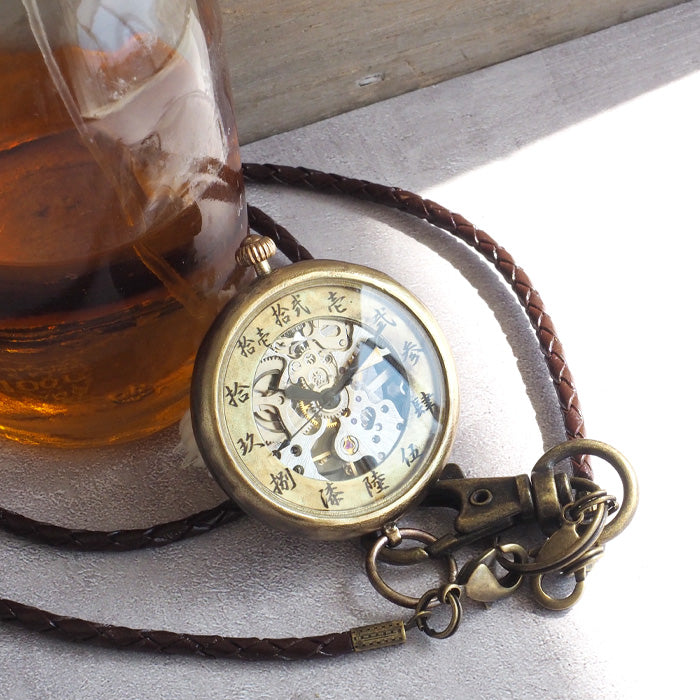 渡辺工房 手作り懐中時計 “倭の刻 手巻 懐二（わのこく てまき かいに）” 手巻き 漢数字 38ｍｍ [NW-BHW154]