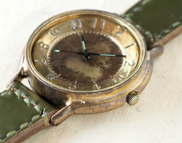 渡邊工坊手工手錶“GRANDAD-B”巨型黃銅手縫皮帶 [NW-JUM116] 