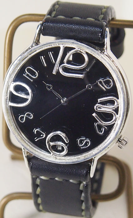 Watanabe Koubou 手工手錶 Jumbo 銀色“GRANPA”黑色錶盤 [NW-JUM116-B-SV] 