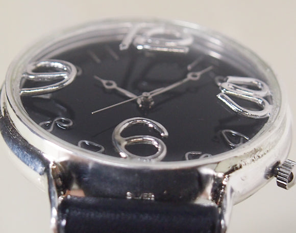 渡辺工房 手作り腕時計 ジャンボシルバー“GRANPA” ブラック文字盤 [NW-JUM116-B-SV]