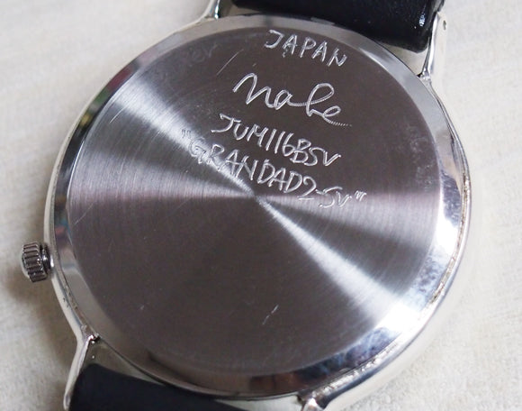 Watanabe Koubou 手工手錶 Jumbo 銀色“GRANPA”黑色錶盤 [NW-JUM116-B-SV] 