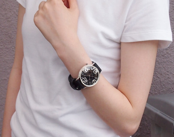 渡辺工房 手作り腕時計 ジャンボシルバー“GRANPA” ブラック文字盤 [NW-JUM116-B-SV]