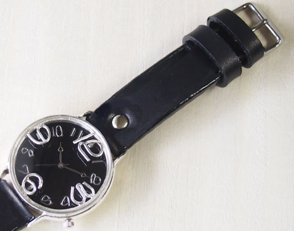 渡辺工房 手作り腕時計 ジャンボシルバー“GRANPA” ブラック文字盤 [NW-JUM116-B-SV]